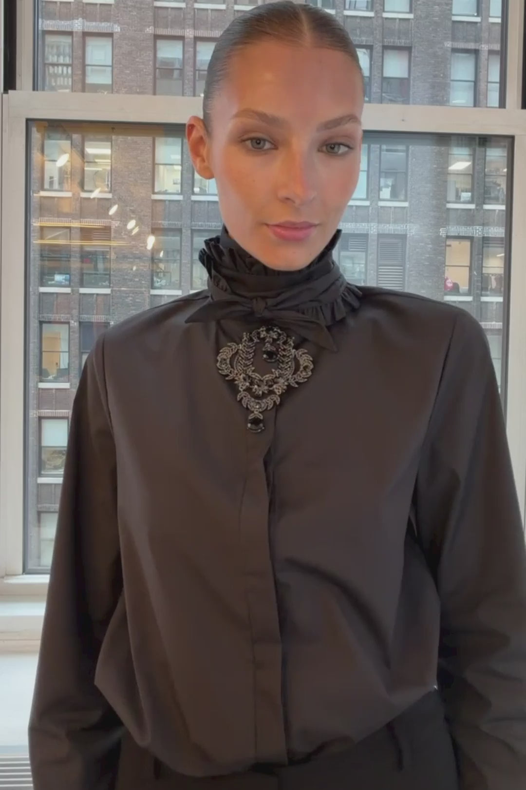 Rocco Poplin Shirt With Neck Detail